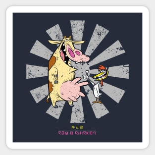 Cow And Chicken Retro Japanese Sticker